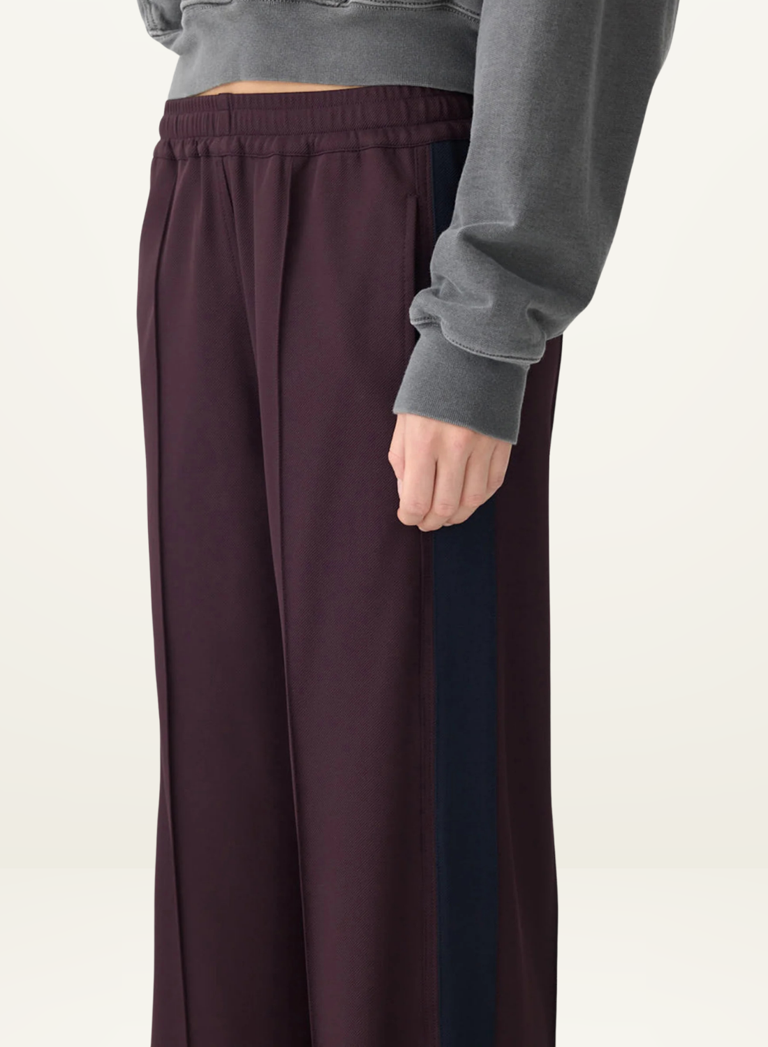 Bassike Twill Stripe Detail Pant in Plum / Ink