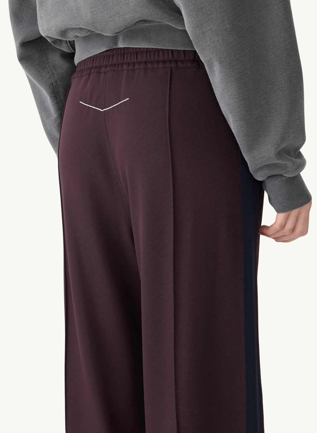 Bassike Twill Stripe Detail Pant in Plum / Ink