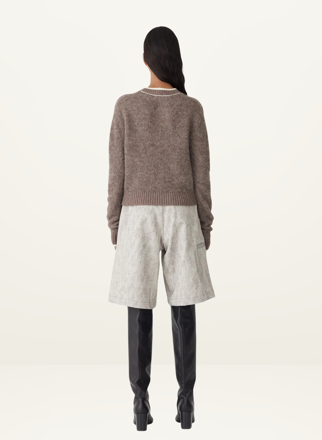 Bassike Wool Alpaca Contrast Knit in Walnut