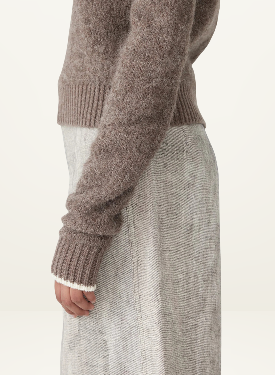 Bassike Wool Alpaca Contrast Knit in Walnut