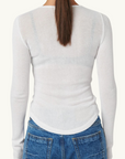 Myles Crew Long Sleeve Top in WHITE Bayse-Bayse-Frolic Girls