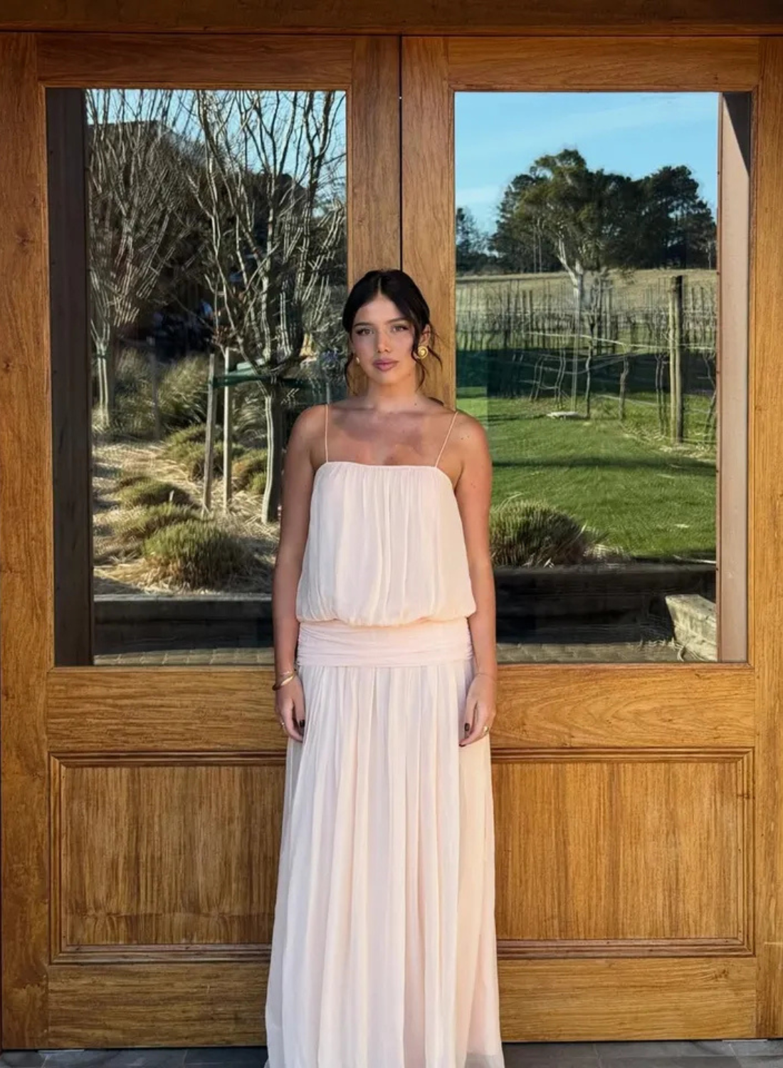 Bec + Bridge Camille Blouson Dress in Peach