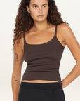 Bec + Bridge Kody Rib Tank in DARK CHOCOLATE