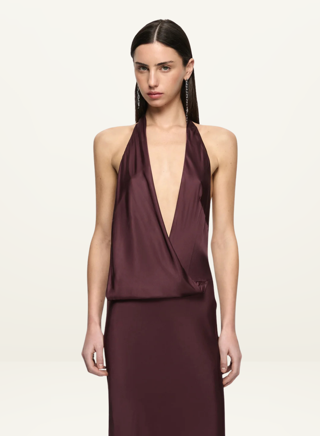 Bec + Bridge Mya V Maxi Dress in Aubergine