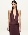 Bec + Bridge Mya V Maxi Dress in Aubergine