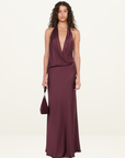 Bec + Bridge Mya V Maxi Dress in Aubergine