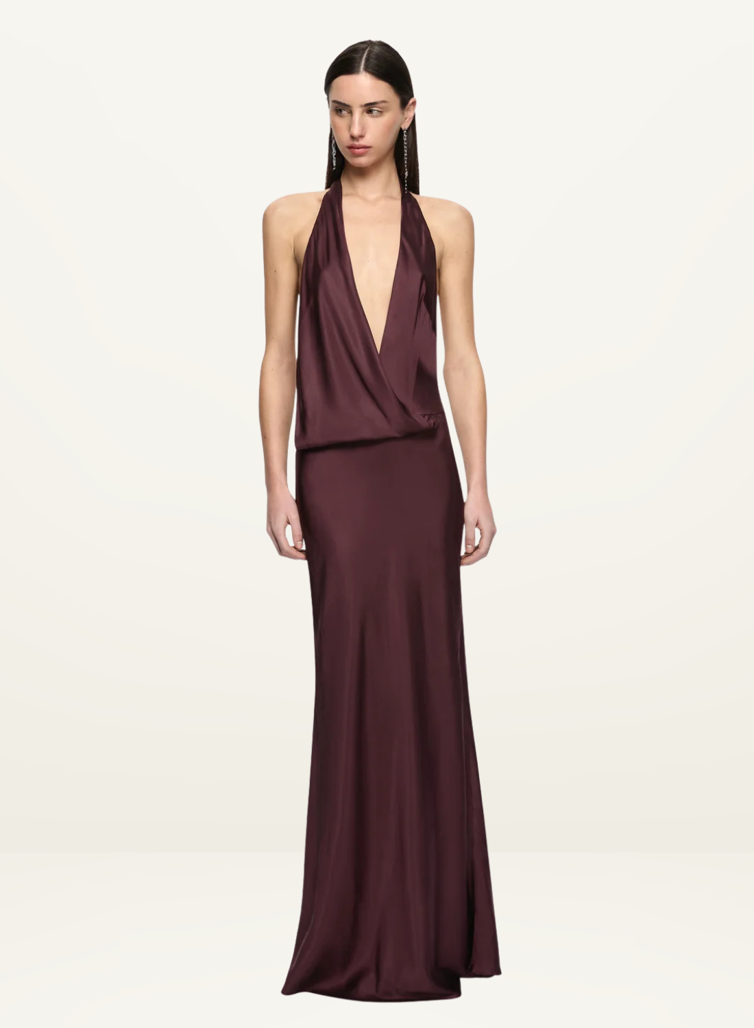 Bec + Bridge Mya V Maxi Dress in Aubergine