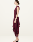Bec + Bridge Nico Asym Midi Dress in Blackberry