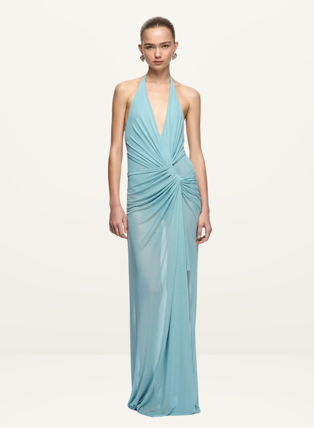Bec + Bridge Xanthi V Neck Maxi Dress in Bermuda Blue