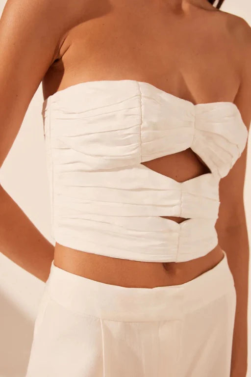 Blanc Strapless Cut Out Ruched Top IVORY Shona Joy-Shona Joy-Frolic Girls