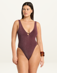 Bond-Eye Ring Mara One Piece in Amarena Lurex