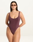 Bond-Eye Ring Side Madison One Piece in Amarena Lurex