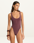 Bond-Eye Ring Side Madison One Piece in Amarena Lurex