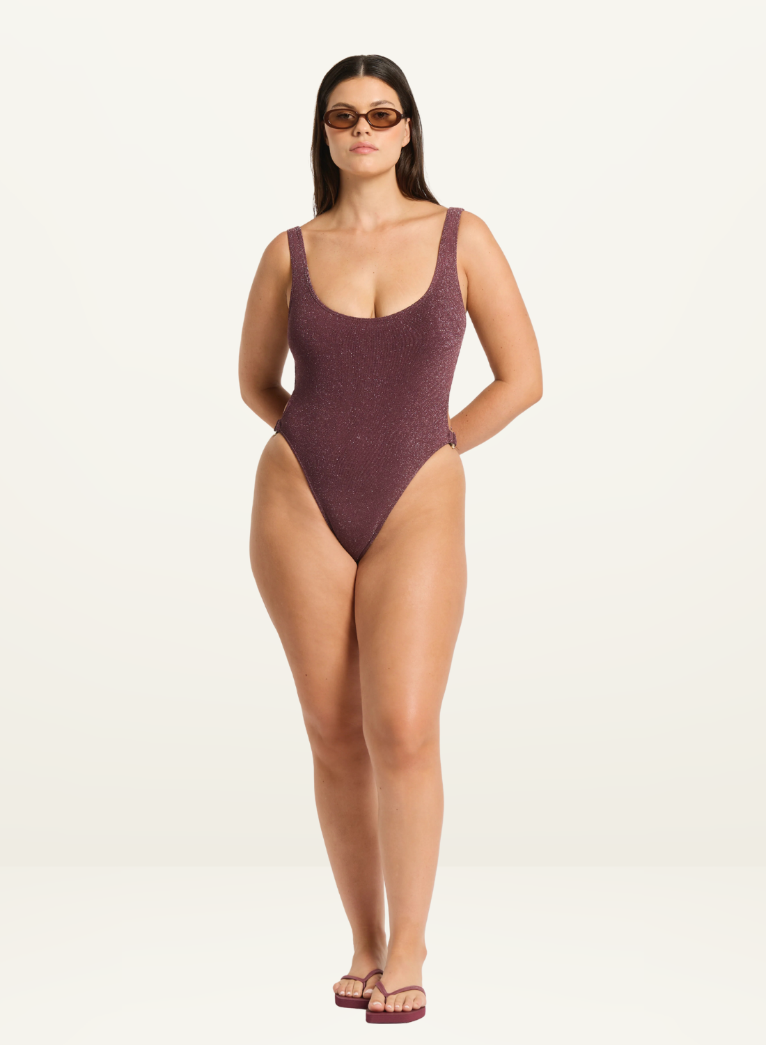 Bond-Eye Ring Side Madison One Piece in Amarena Lurex