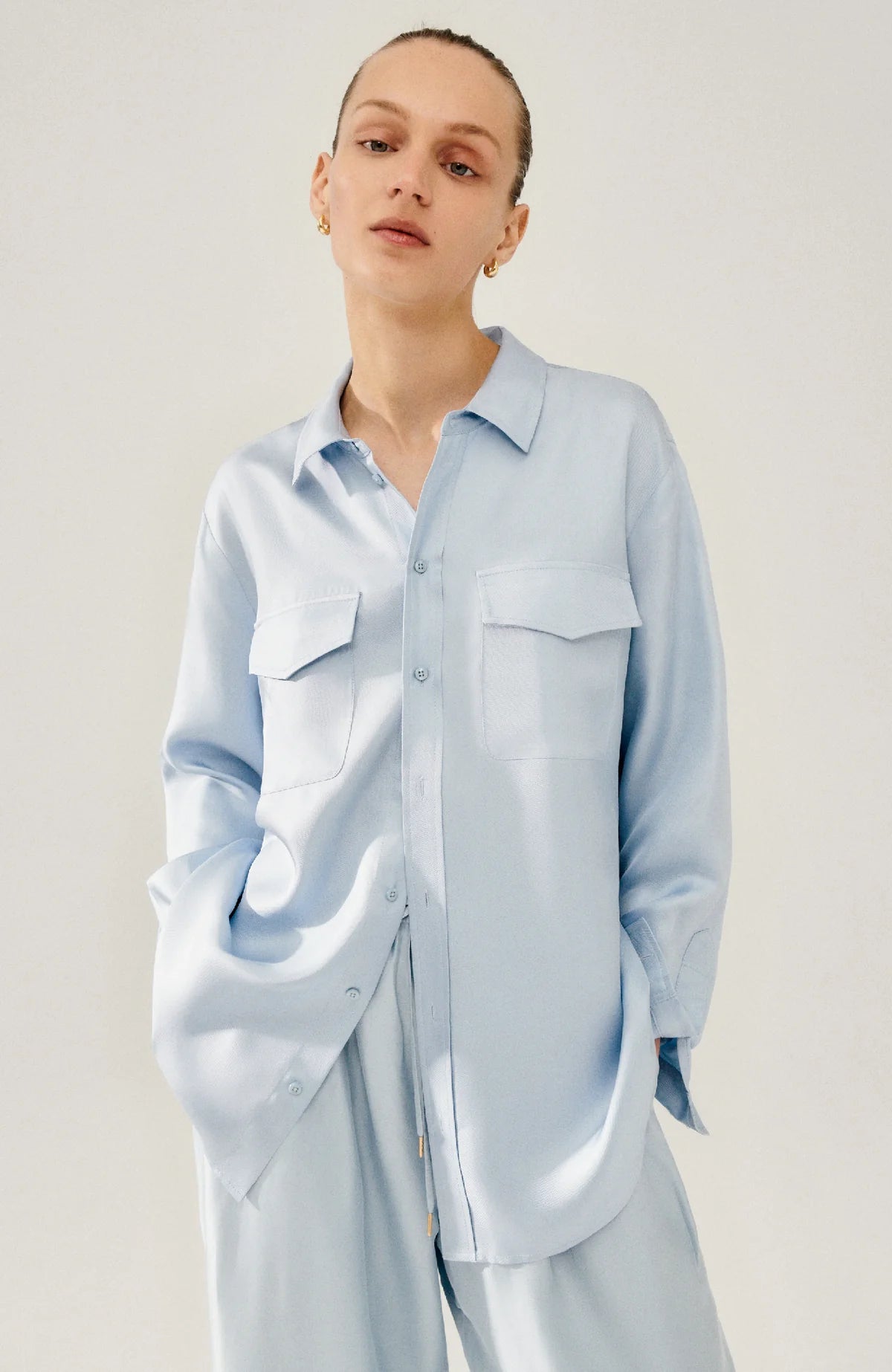 Boyfriend Shirt SKY BLUE Silk Laundry-Silk Laundry-Frolic Girls