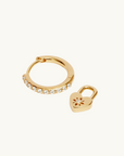 By Charlotte Crystal Lotus Heart Padlock Hoop Earrings in GOLD