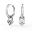 By Charlotte Crystal Lotus Heart Padlock Hoop Earrings in SILVER