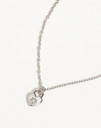 By Charlotte Crystal Lotus Heart Padlock Necklace in SILVER