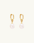 By Charlotte Embrace Stillness Pearl Hoops in GOLD