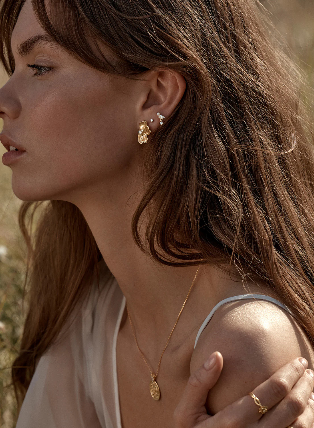 By Charlotte Serene Lotus Statement Earrings in GOLD