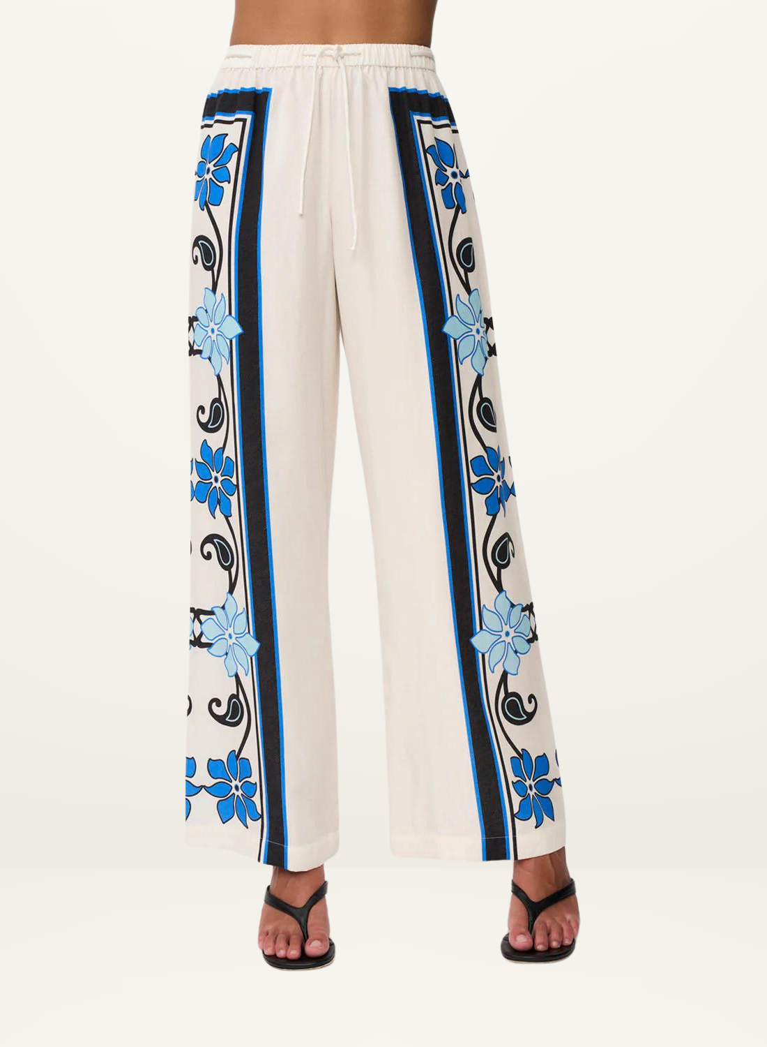 By Johnny Azure Granada Flowers Pant in BLUE IVORY-By Johnny-Frolic Girls