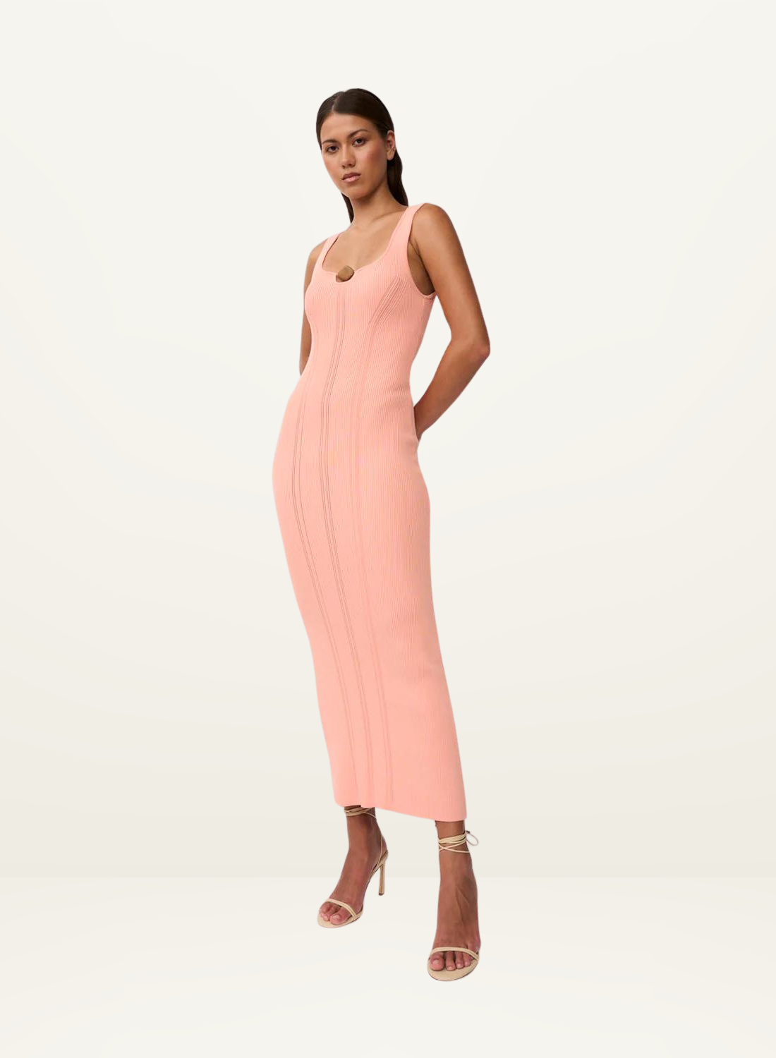 By Johnny Eco Bead Knit Midi Dress in PEACH-By Johnny-Frolic Girls