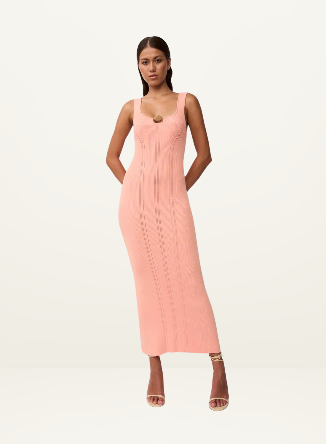 By Johnny Eco Bead Knit Midi Dress in PEACH-By Johnny-Frolic Girls