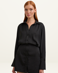 By Johnny Margot Mini Shirt Dress in BLACK