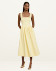 By Johnny Nova Scallop Midi Dress in Lemon