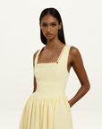 By Johnny Nova Scallop Midi Dress in Lemon