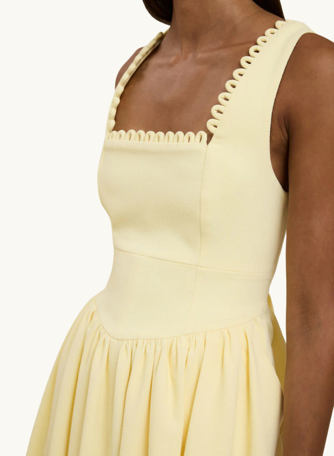 By Johnny Nova Scallop Midi Dress in Lemon