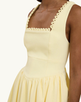 By Johnny Nova Scallop Midi Dress in Lemon