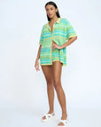 Ripple Stripe Knit Short GREEN MULTI By Johnny-By Johnny-Frolic Girls