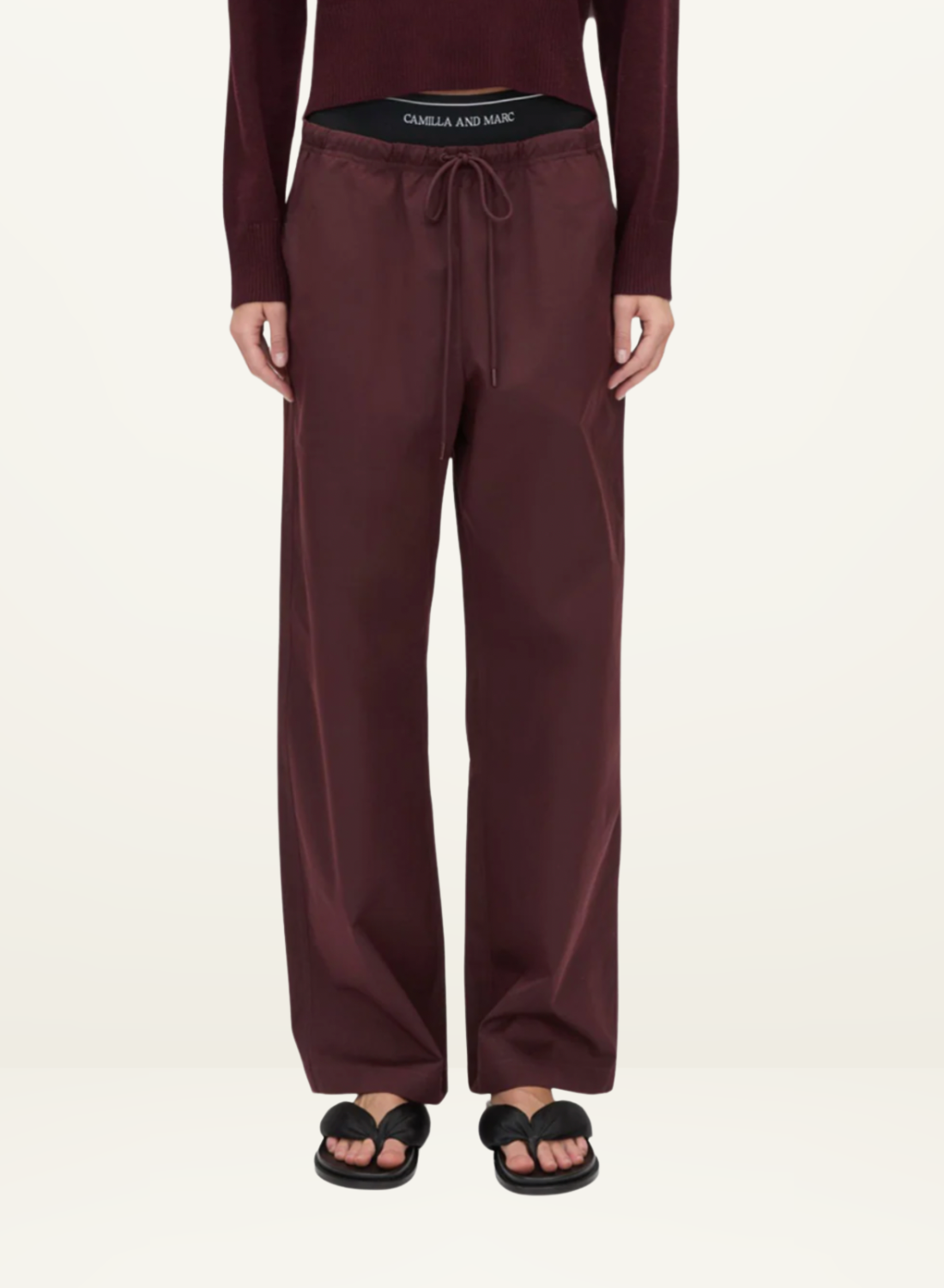 Camilla and Marc Dia Elastic Detail Pant in Burgundy
