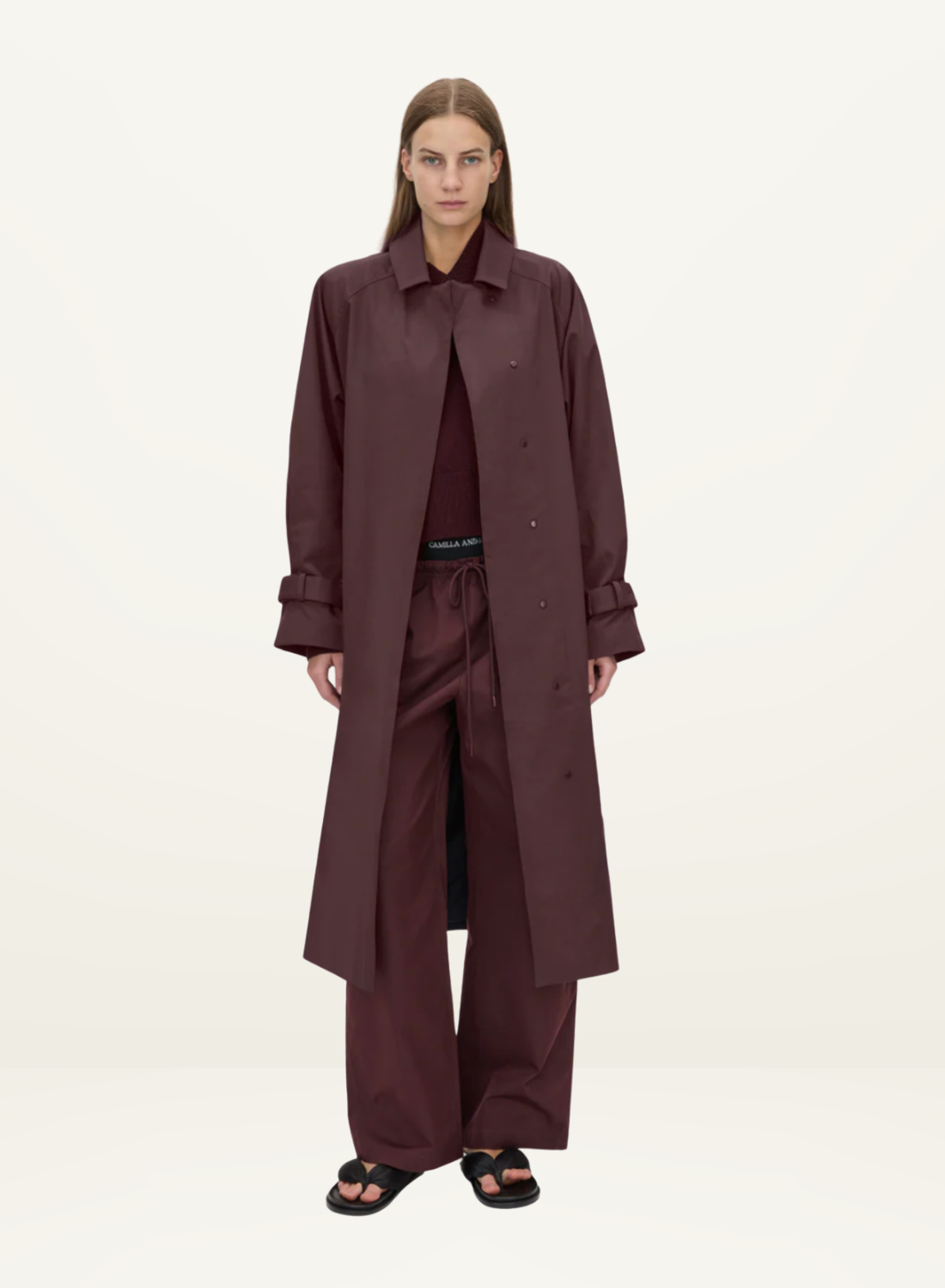 Camilla and Marc Dia Elastic Detail Pant in Burgundy