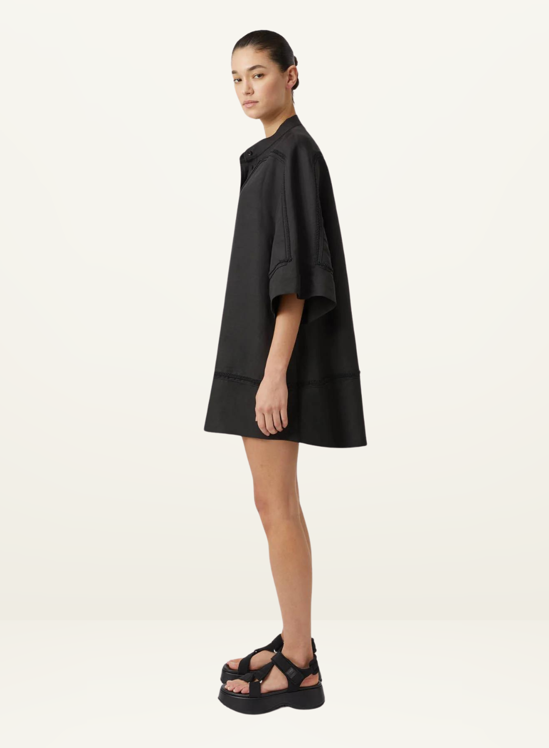 Camilla and Marc Fortuna Linen Shirt Dress in BLACK-Camilla and Marc-Frolic Girls