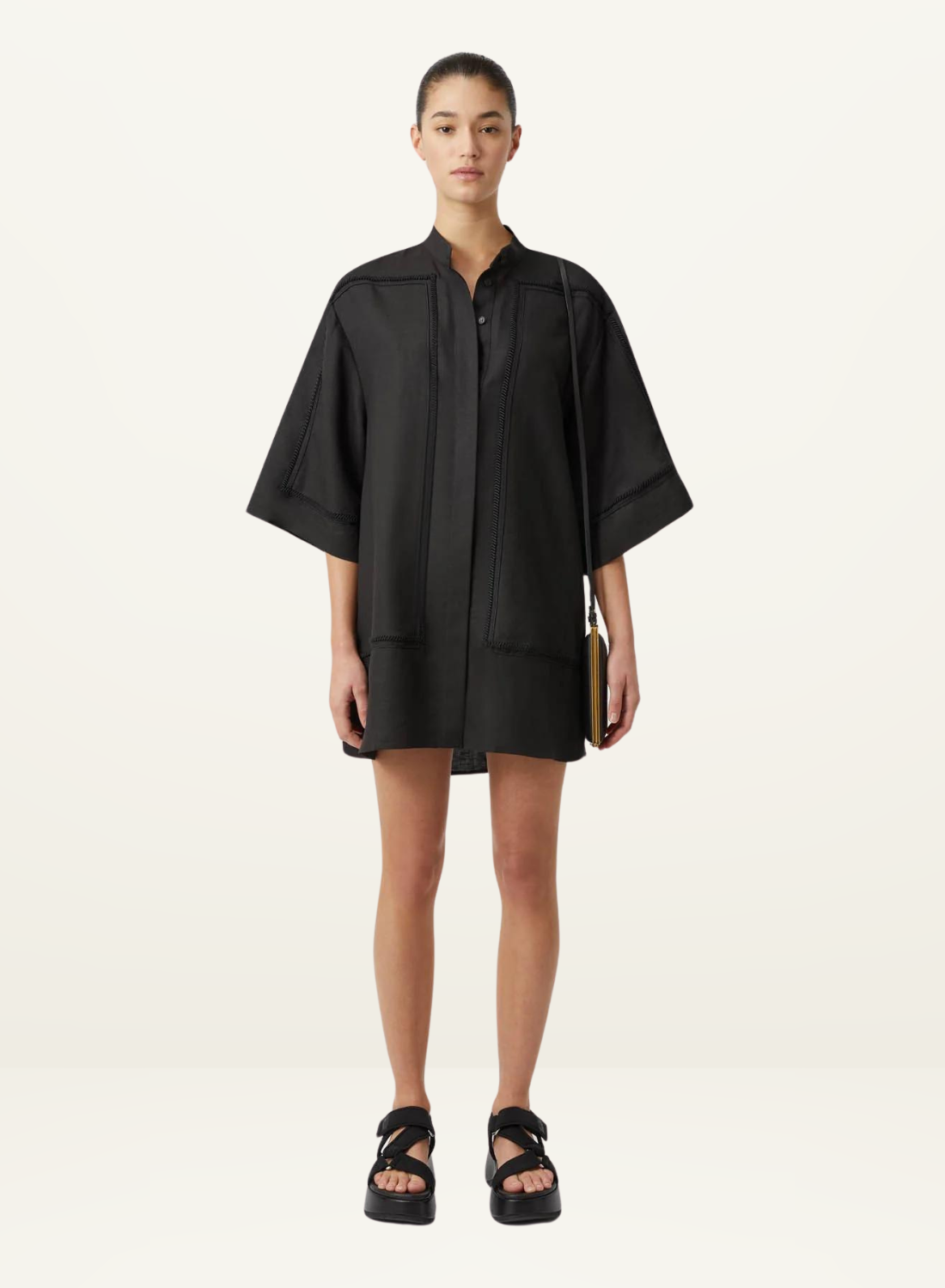 Camilla and Marc Fortuna Linen Shirt Dress in BLACK-Camilla and Marc-Frolic Girls