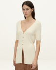 Camilla and Marc Nimbus Buttoned Short Sleeve Top in Cream