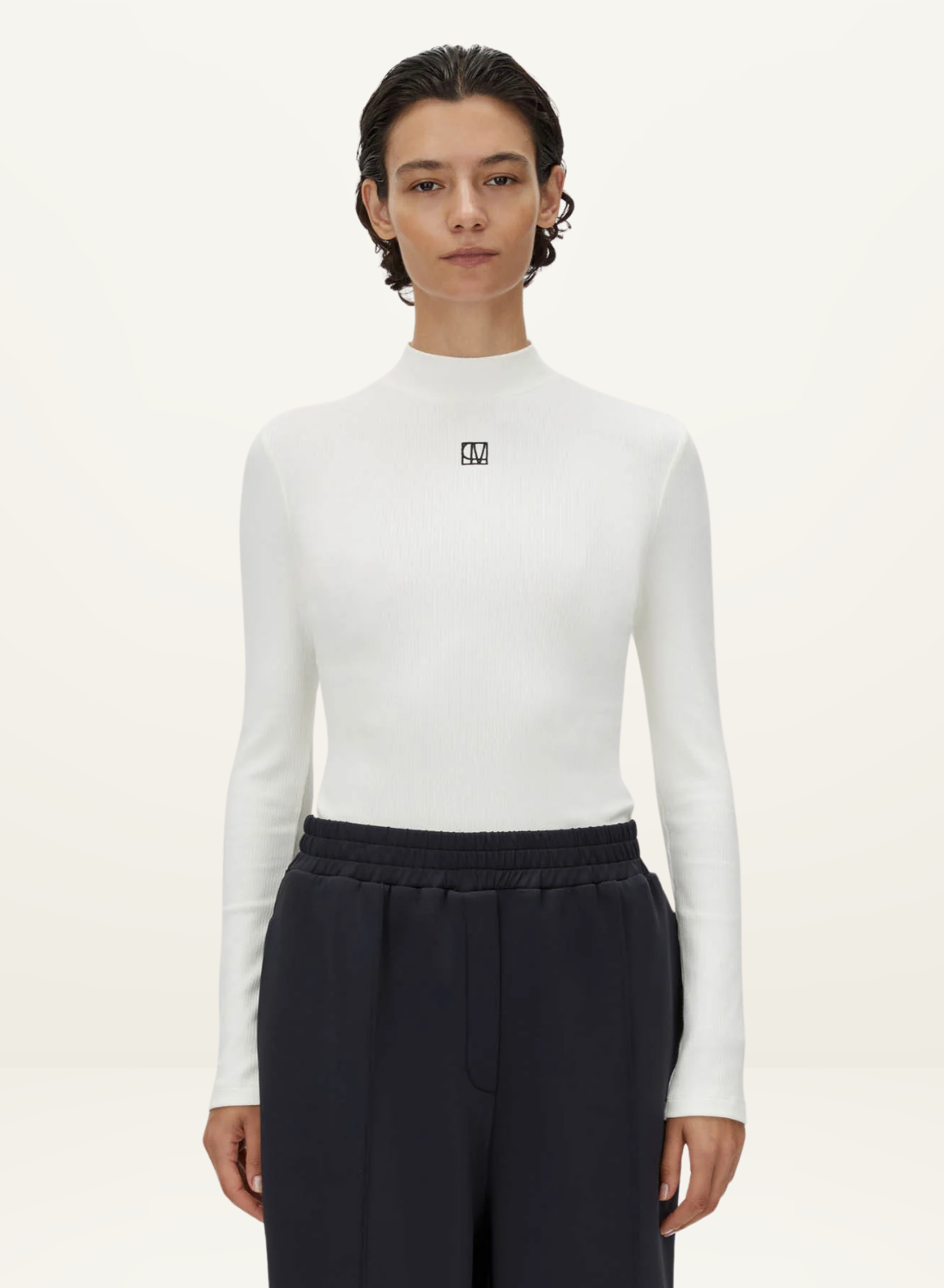 Camilla and Marc Nora Rib Long Sleeve Top in SOFT WHITE