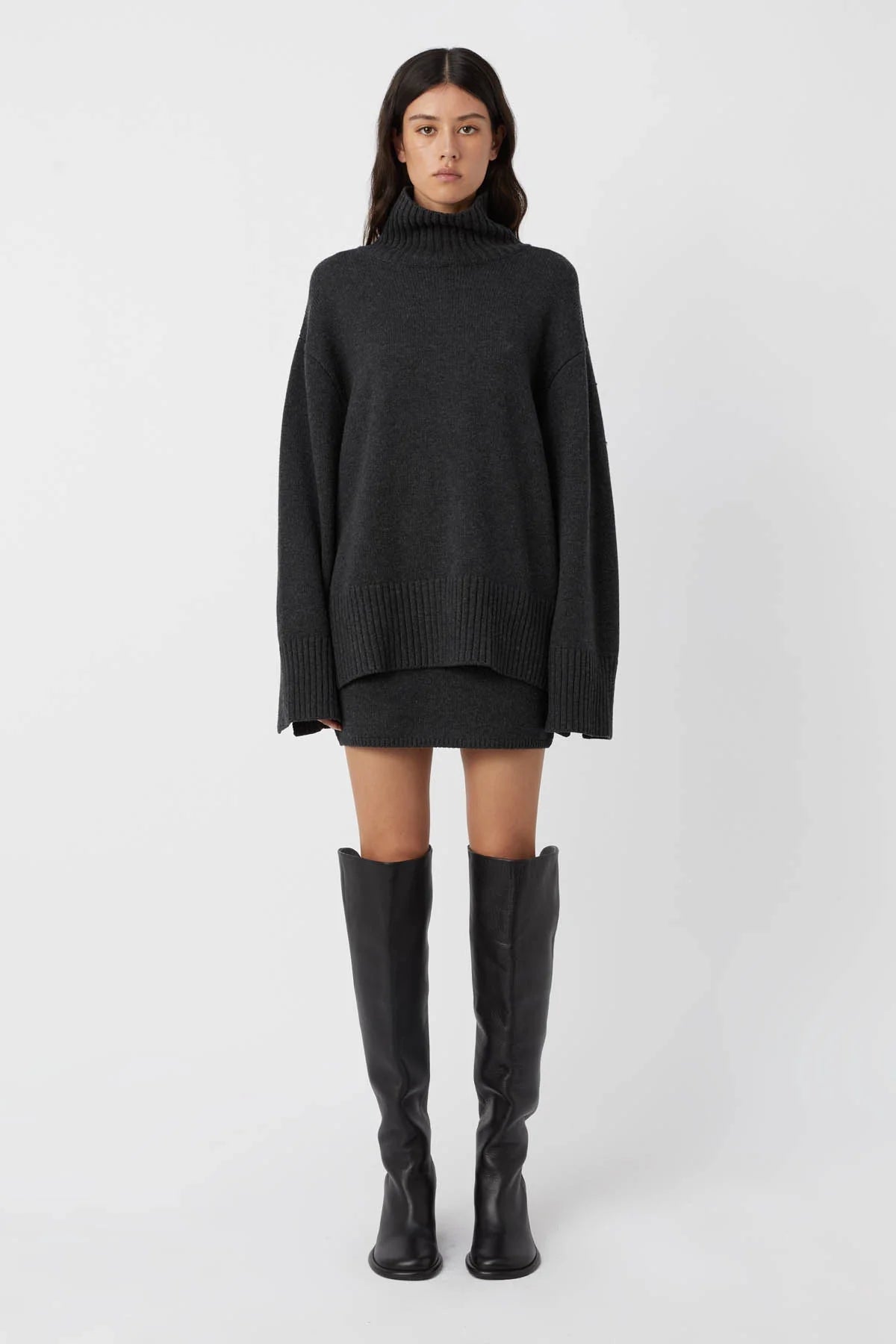 Romeo Funnel Neck Sweater CHARCOAL Camilla and Marc-Camilla and Marc-Frolic Girls