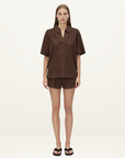 Camilla and Marc Turrell Collared Tee in Chocolate