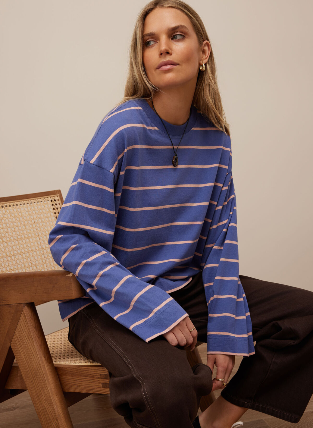 Ceres Life Beau Long Sleeve Tee in Navy