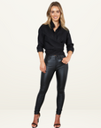 Effie Kats Linen Wrap Shirt in BLACK