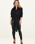 Effie Kats Linen Wrap Shirt in BLACK