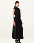 Esmaee Layout Midi Dress in Black