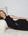 Esmaee Layout Midi Dress in Black
