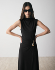 Esmaee Layout Midi Dress in Black