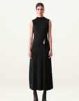 Esmaee Layout Midi Dress in Black