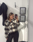 Esmaee Ridder Coat in Brown and Grey