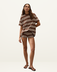 Faithfull Playa Mini Short in Ombre Stripe Macro Carob